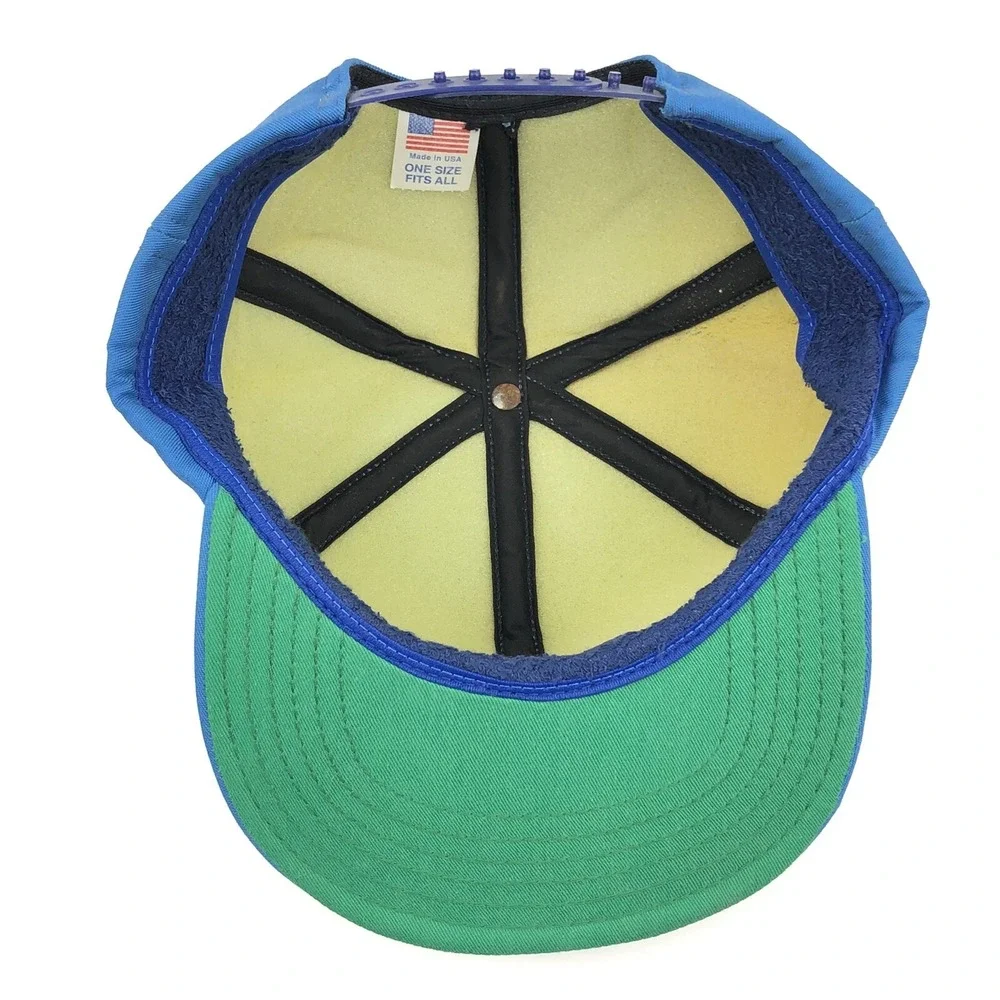 Vintage Blank Trucker Hat Cap Snapback Light Carolina Blue 90s Y2K Deadstock Sky
